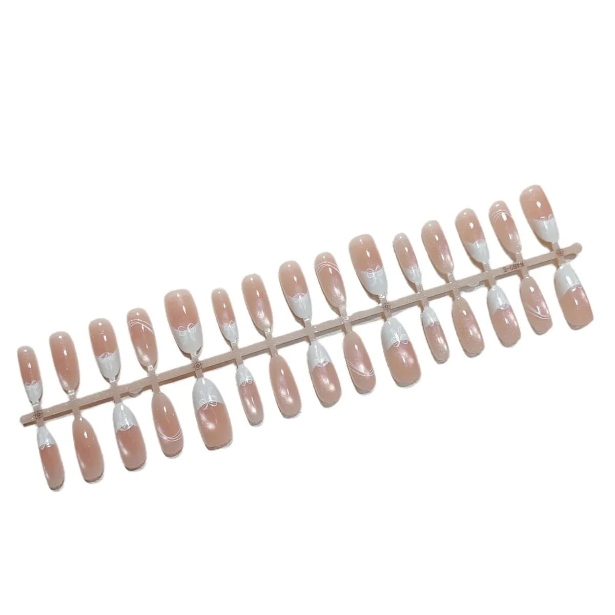 Unhas Postiças Olho de Gato Branco Leitoso Formato Oval Médio 30 Peças