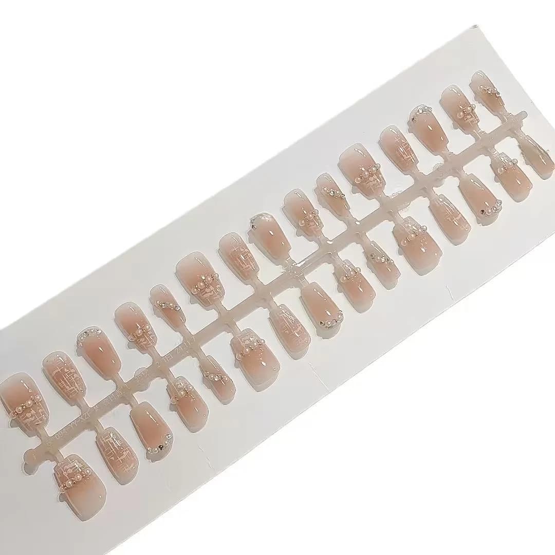 Kit de Manicure com 30 Unhas Postiças Quadradas Curtas Estilo Doce
