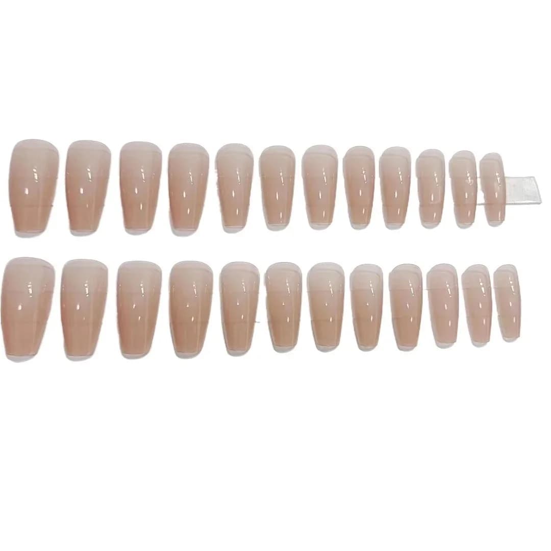 Unhas Postiças Longas Caixão Nude Translúcido Jelly Cor Sólida