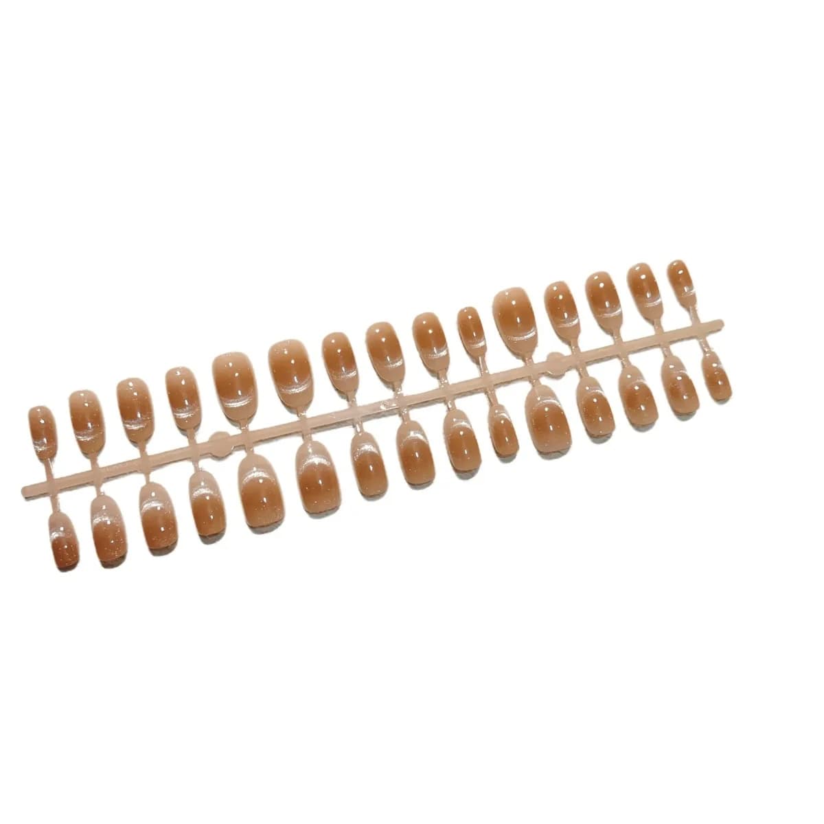 Unhas Postiças Olho de Gato com Contas de Vidro, Formato Oval Curto