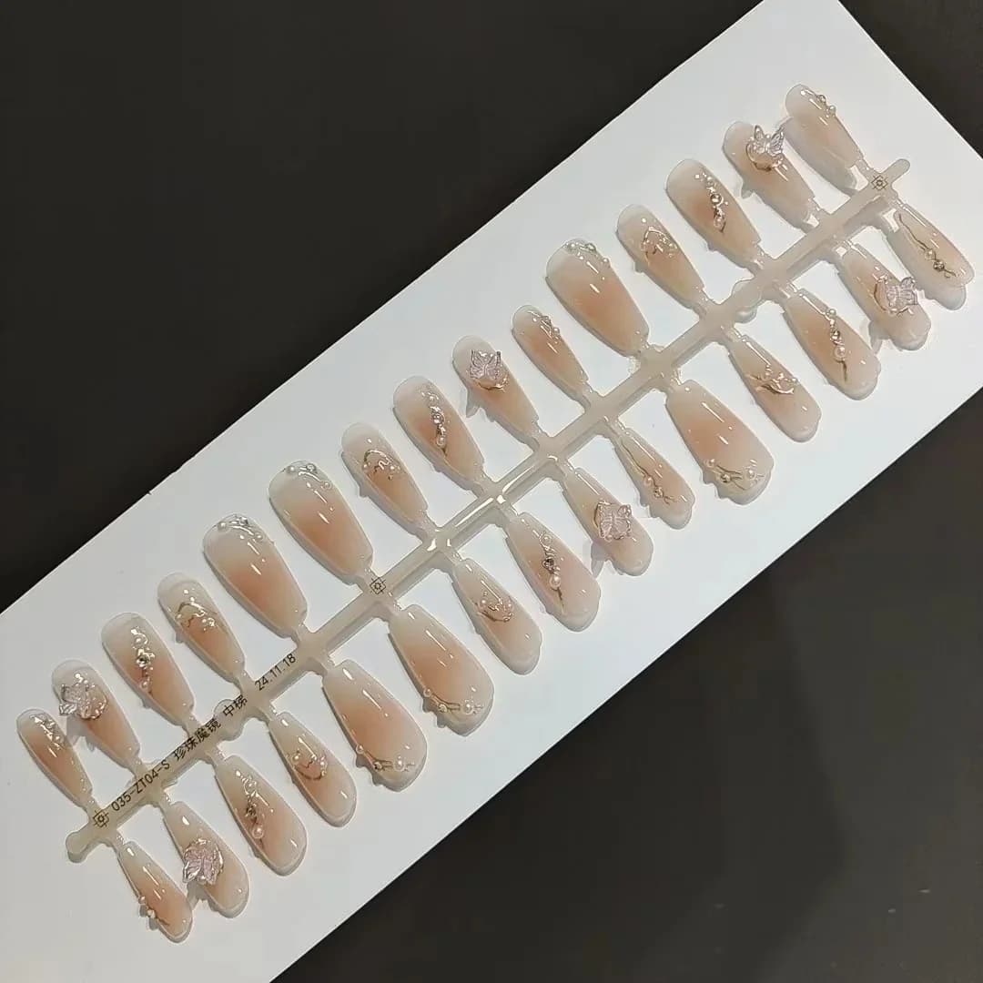 Unhas Postiças 3D com Borboleta, 30 Peças, Reutilizáveis