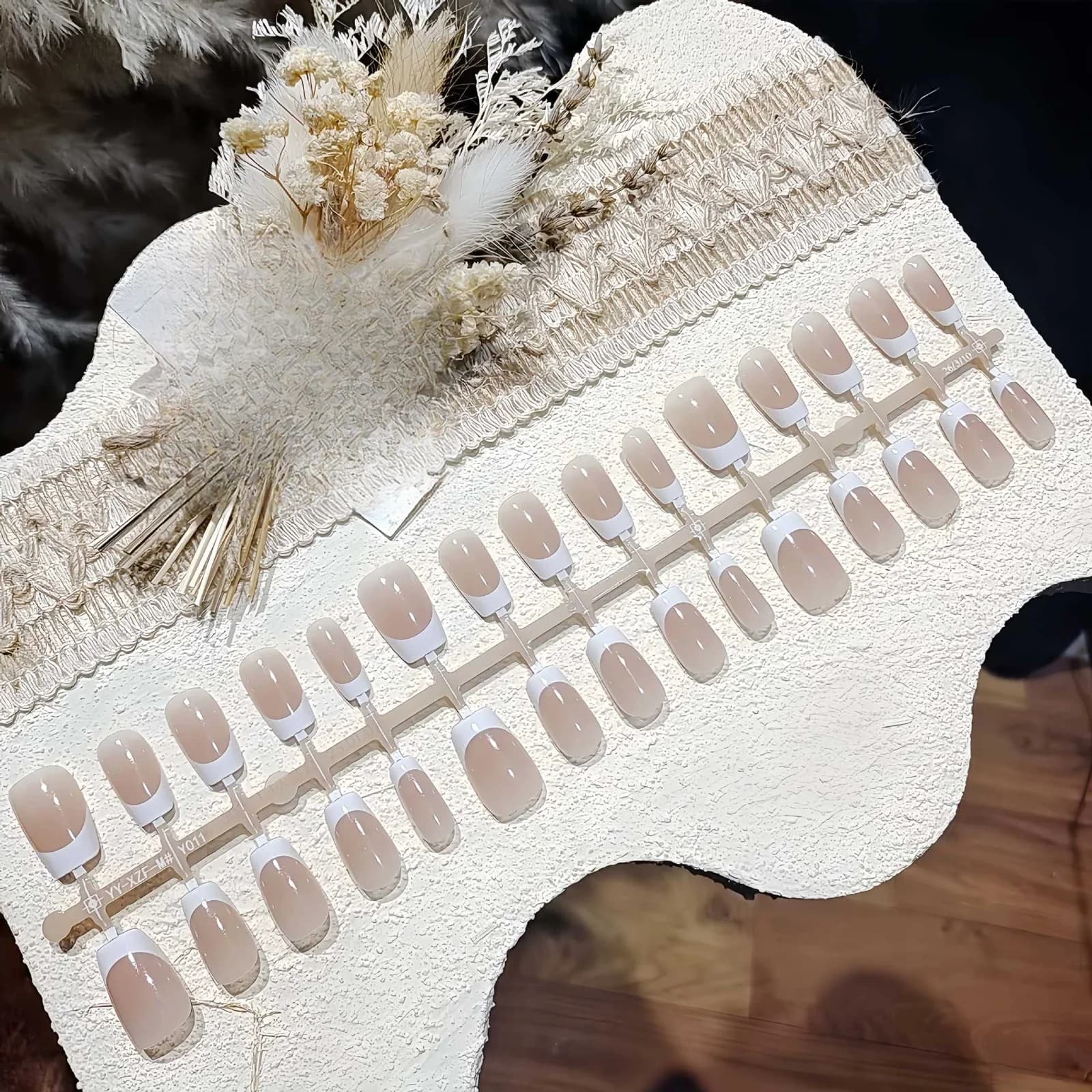 Unhas Postiças Curtas Francesinhas - Visual Nude Natural para Uso Diário
