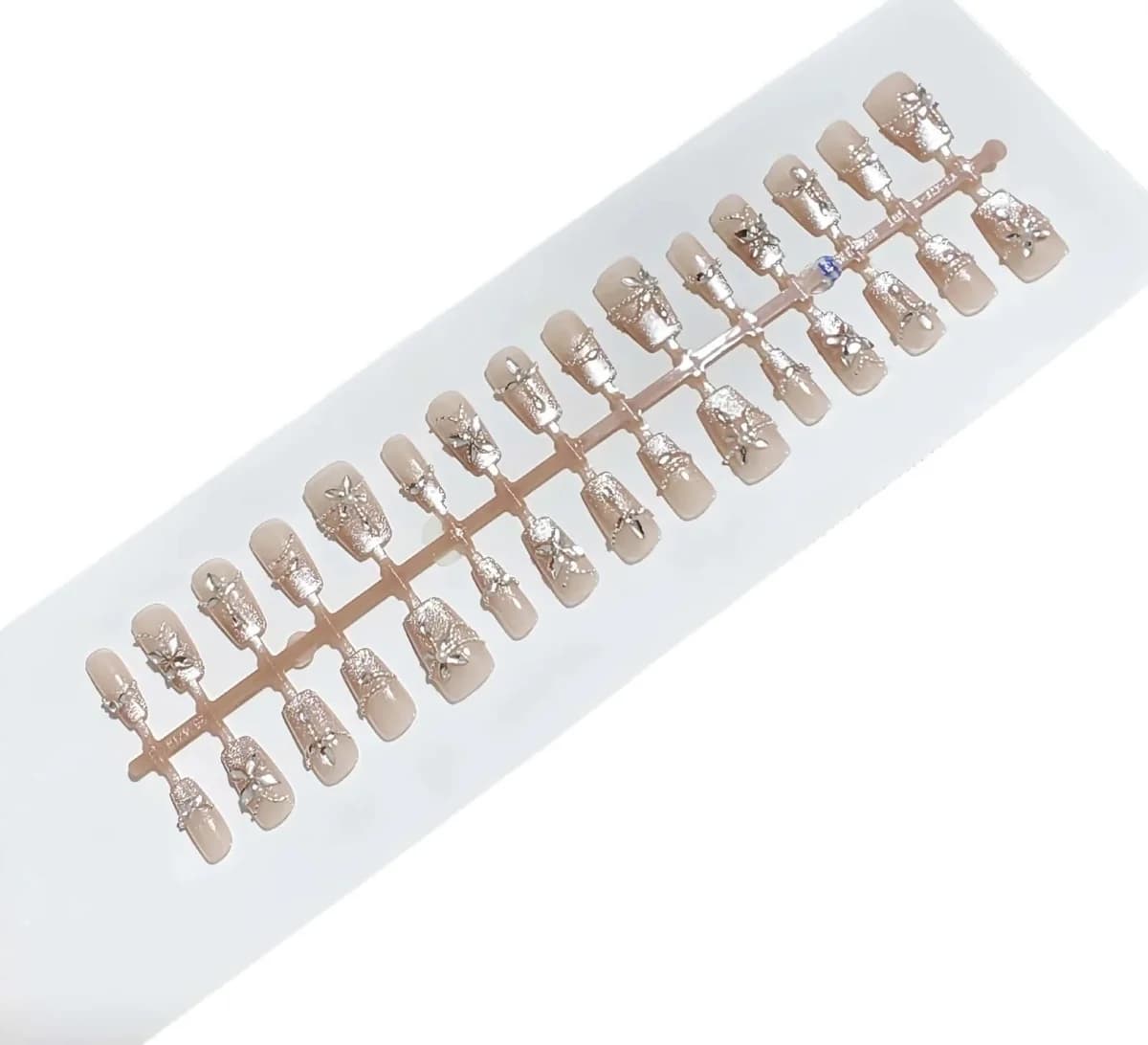 Unhas Postiças Borboleta Cristal de Gelo com Strass, Kit de Manicure com Glitter