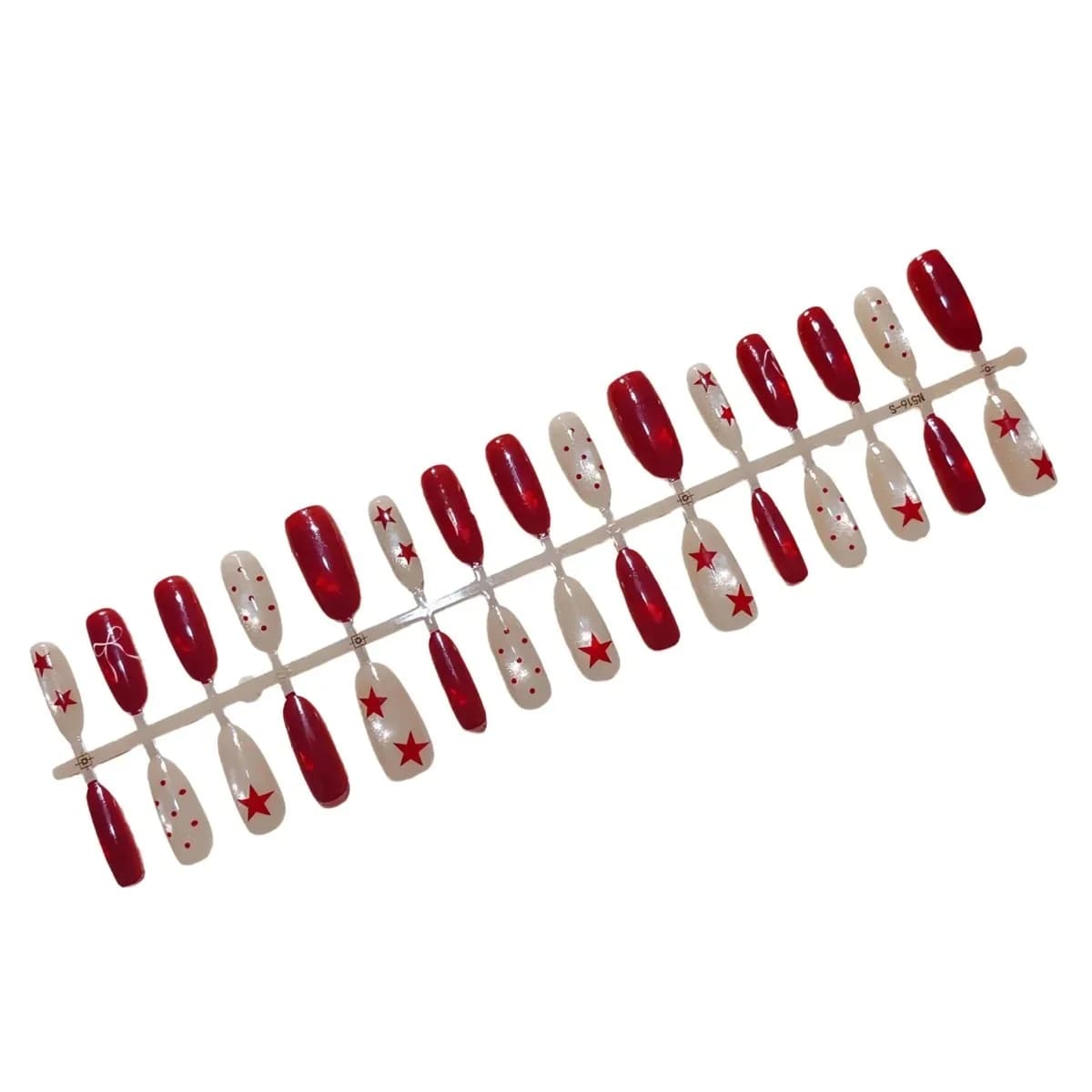 Unhas Postiças Oval Médio Olho de Gato Vermelho Vinho Estrelado