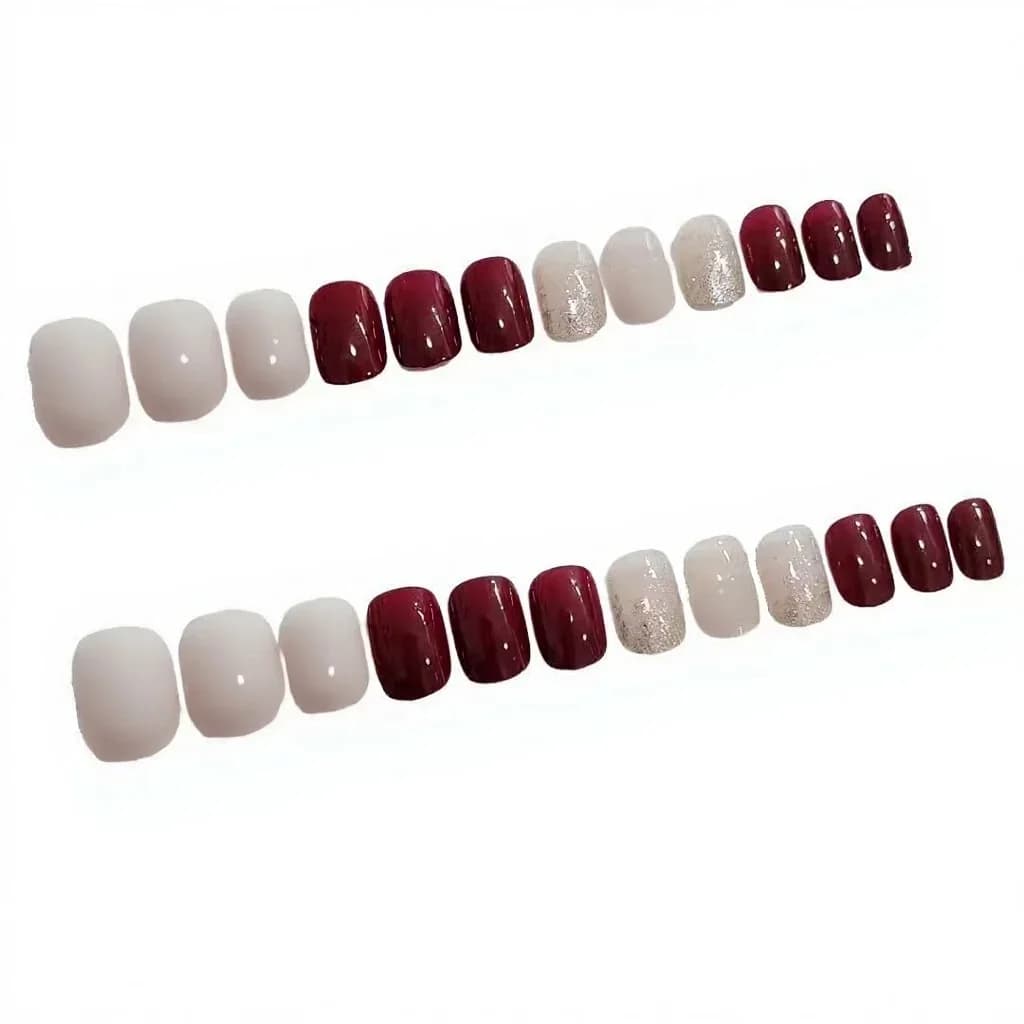 Conjunto de Unhas Postiças Vermelhas 24 Peças Estilo Simples e Elegante