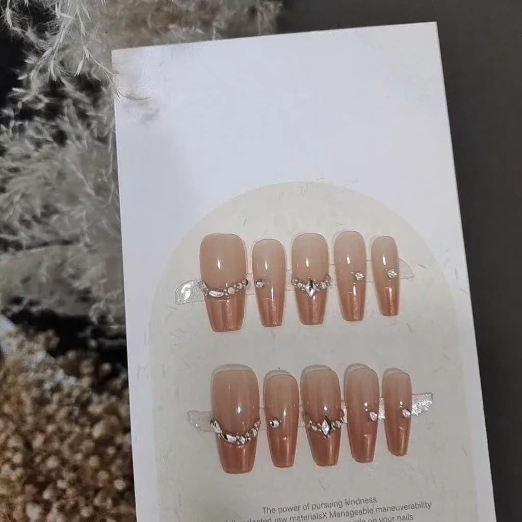 Unhas Postiças French com Strass 10 Peças