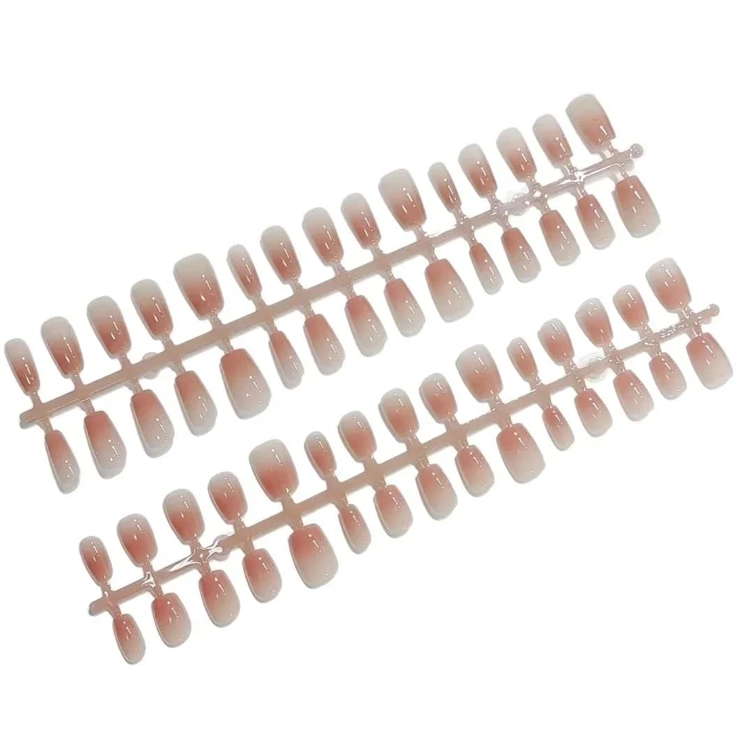 Unhas Postiças Rosa Curta Caixão 30 Peças Reutilizáveis