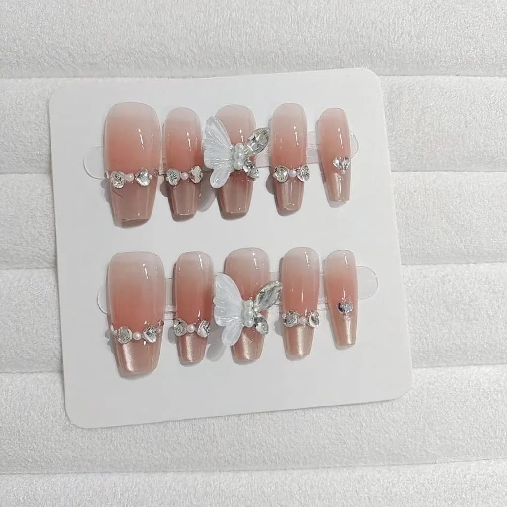 Unhas Postiças Olho de Gato Asa de Anjo Design de Borboleta 30 Peças