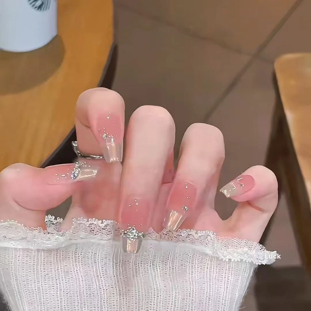 Unhas Postiças French com Strass 10 Peças
