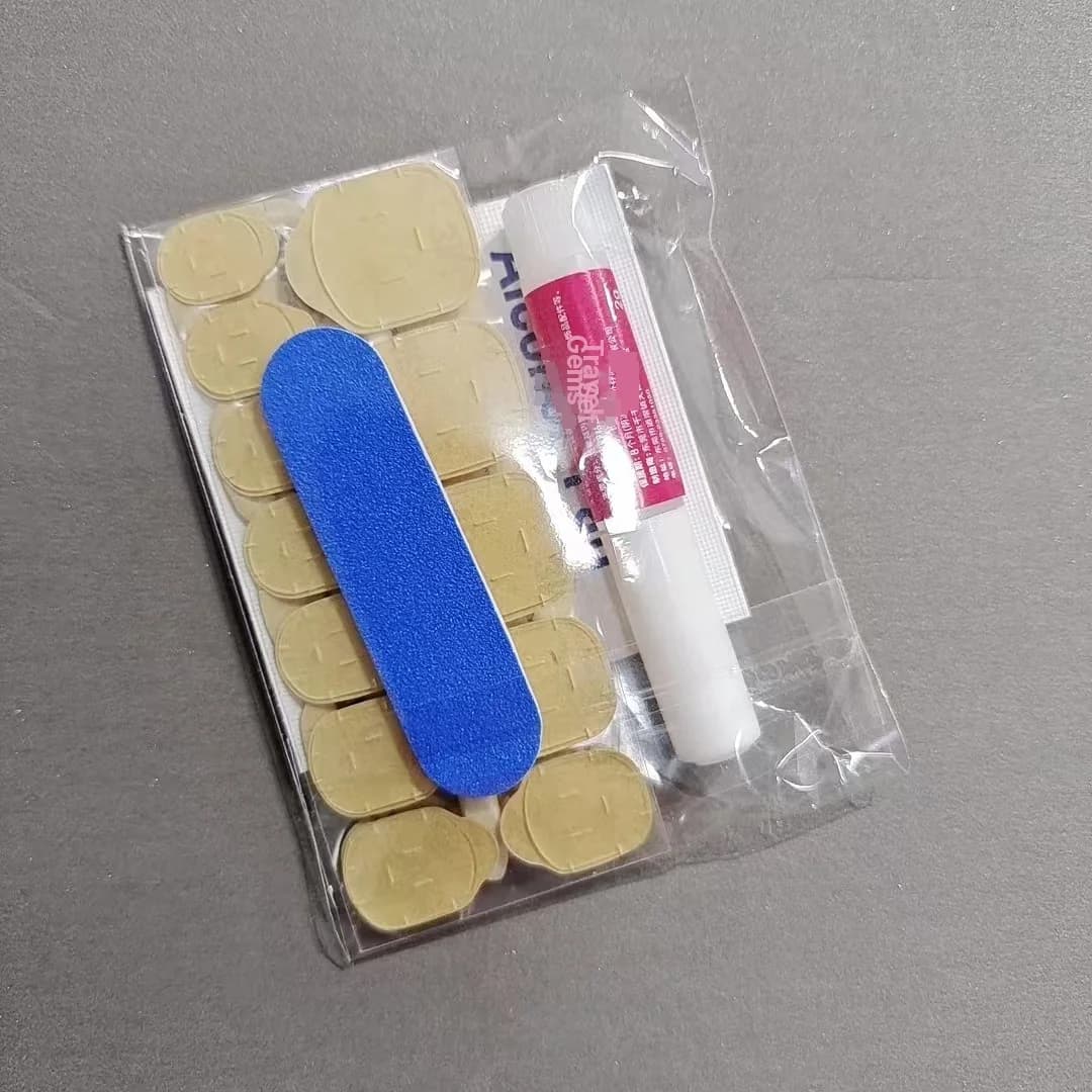Kit de Ferramentas para Unhas Postiças com Adesivos, Lixa e Removedor
