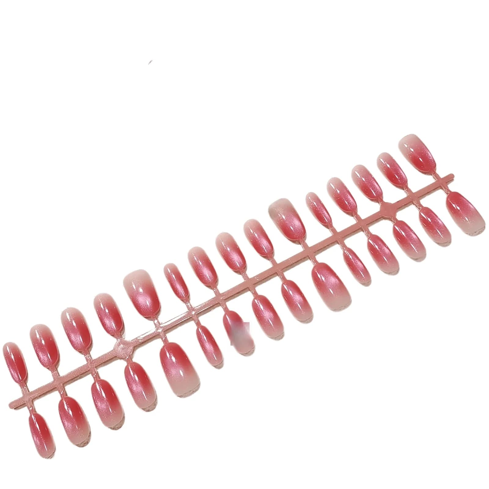 Unhas Postiças Olho de Gato Oval Curtas/Médias com Glitter Vermelho