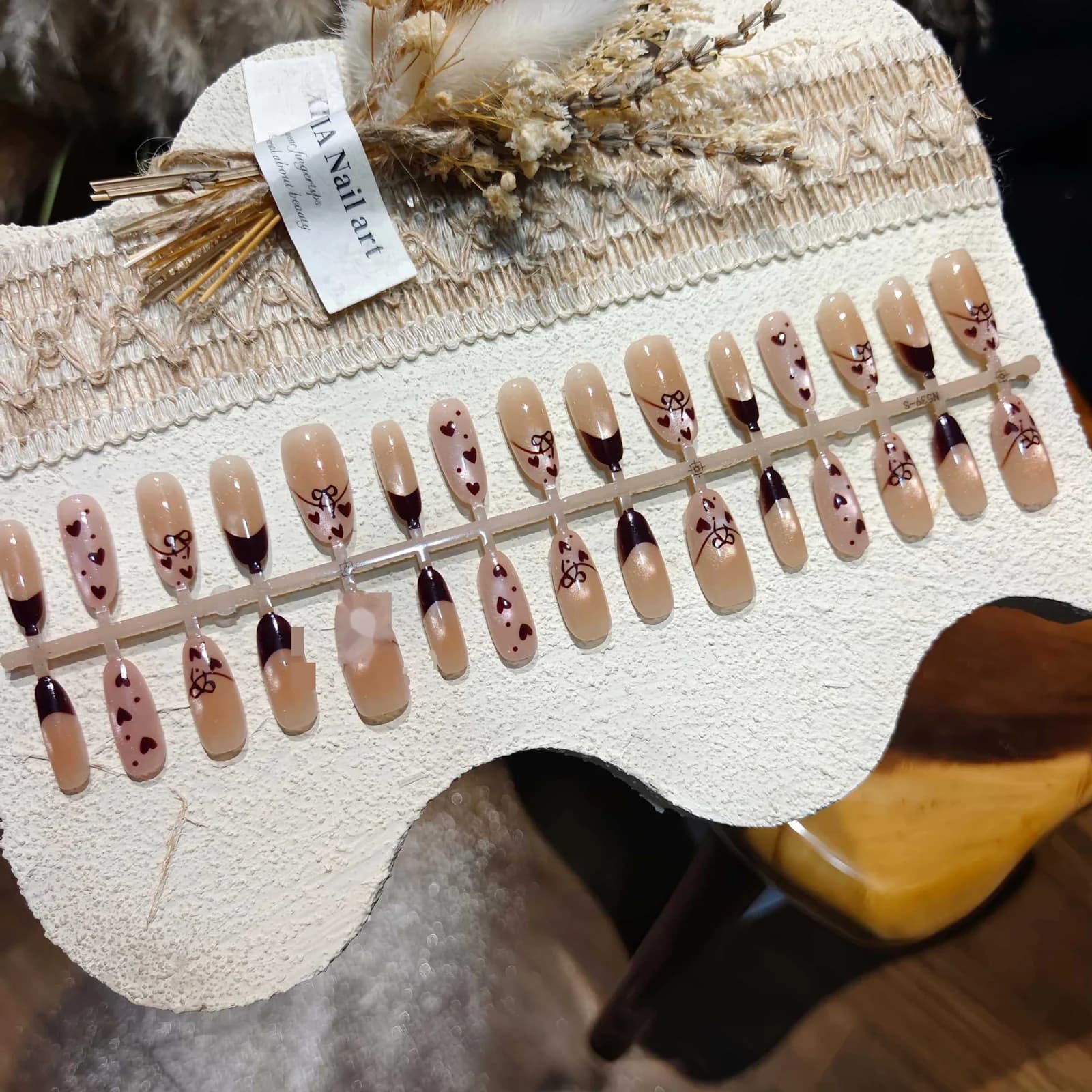 Unhas Postiças Oval Médio Olho de Gato Borboleta Caramelo 30 Pçs